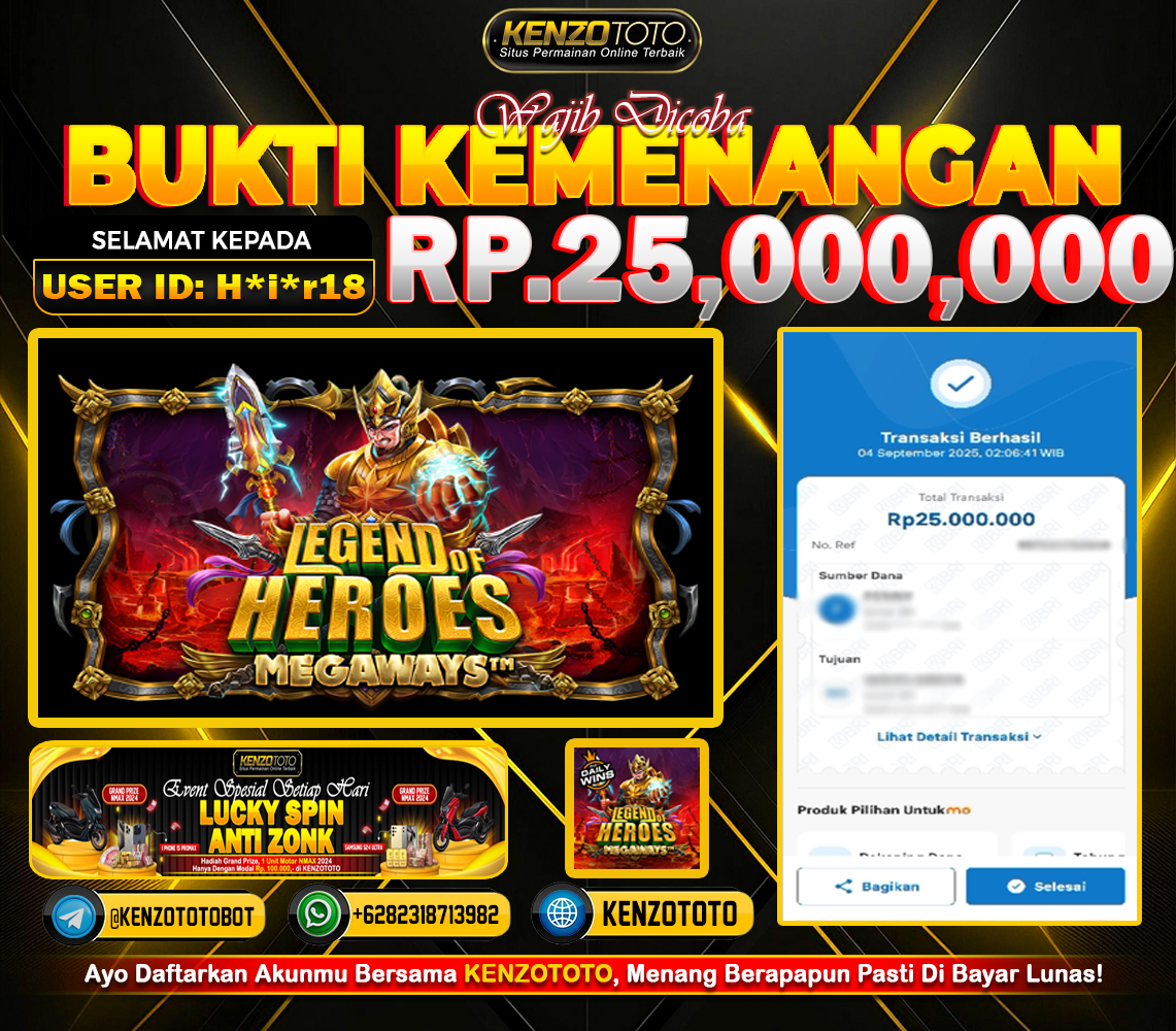 USER ID: Hir18 yang berhasil membawa pulang Rp25.000.000. Di Kenzototo