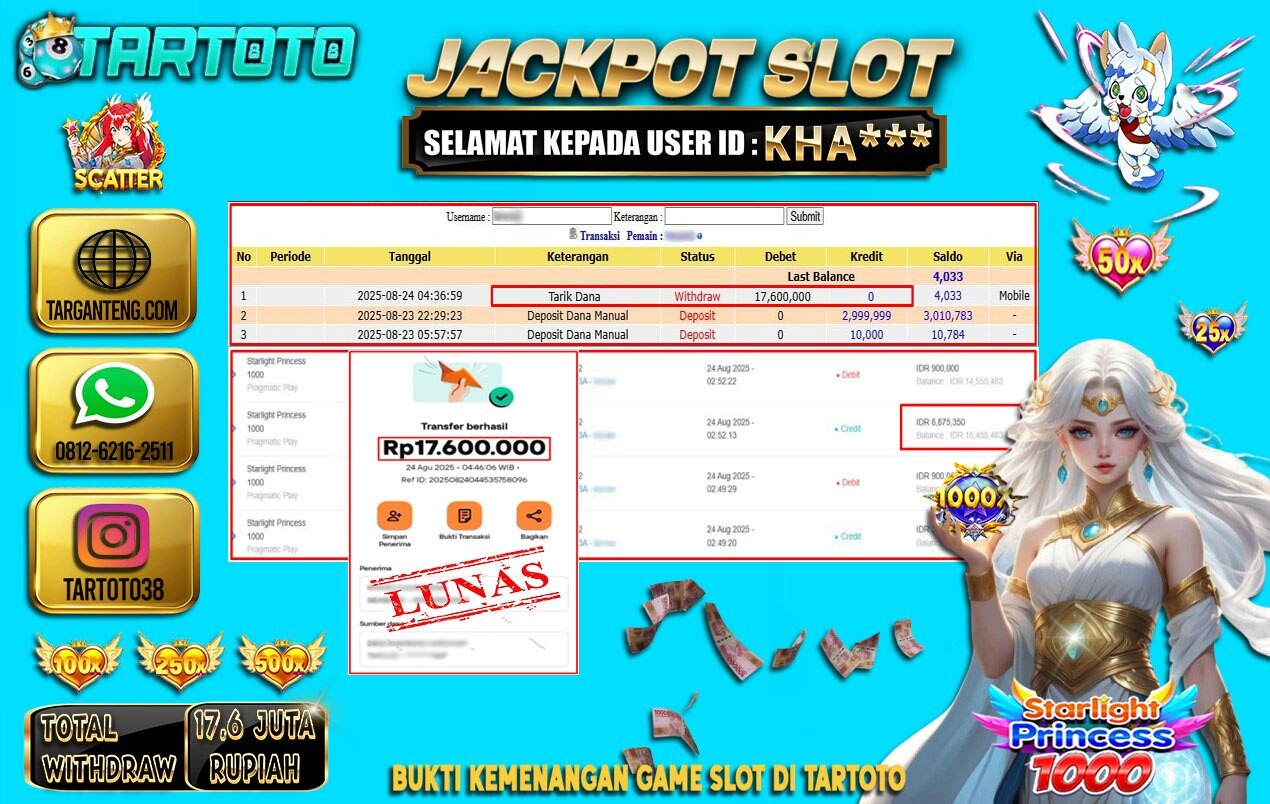 JACKPOT PERMAINAN STARLIGHT PRINCESS 1000