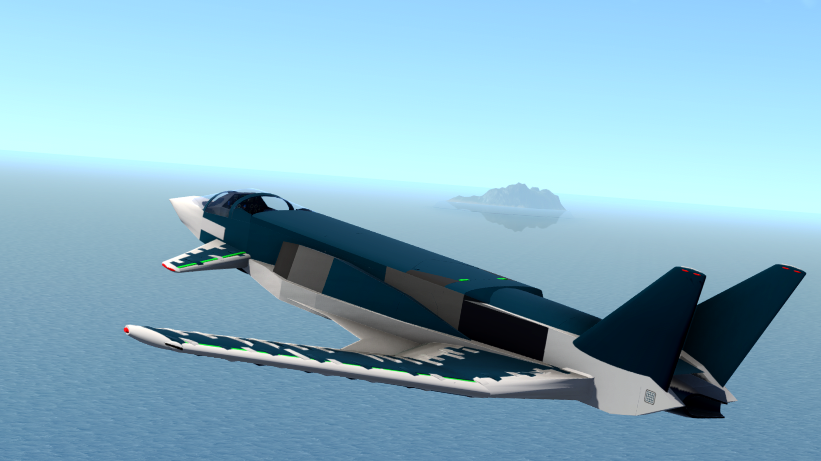 In flight with Island in background