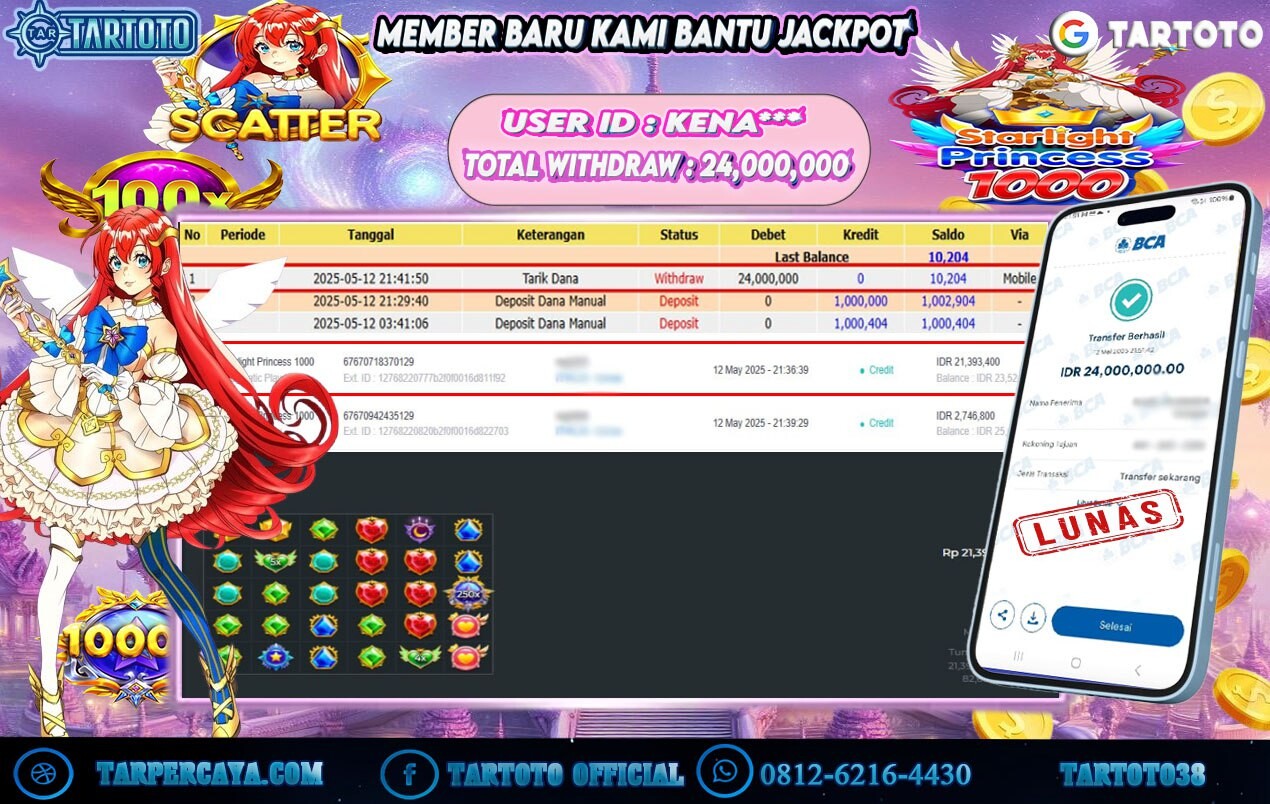 JACKPOT PERMAINAN STARLIGHT PRINCESS 1000