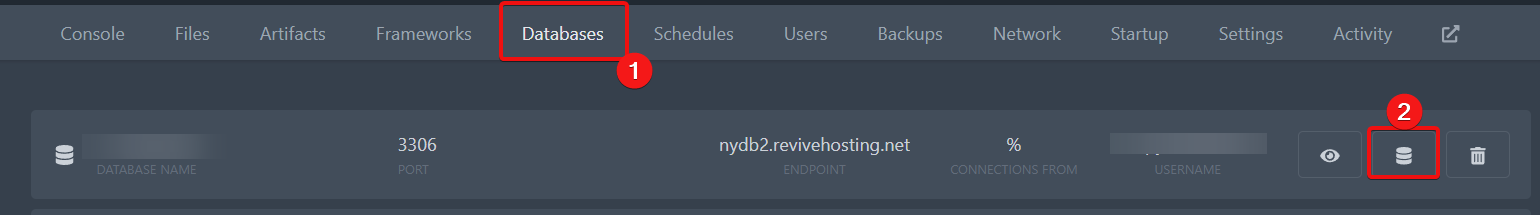 phpMyAdmin button screenshot