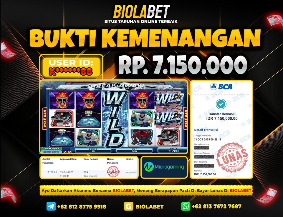 BIOLABET JACKPOT MicroGaming Rp.7.150.000.,- LUNAS