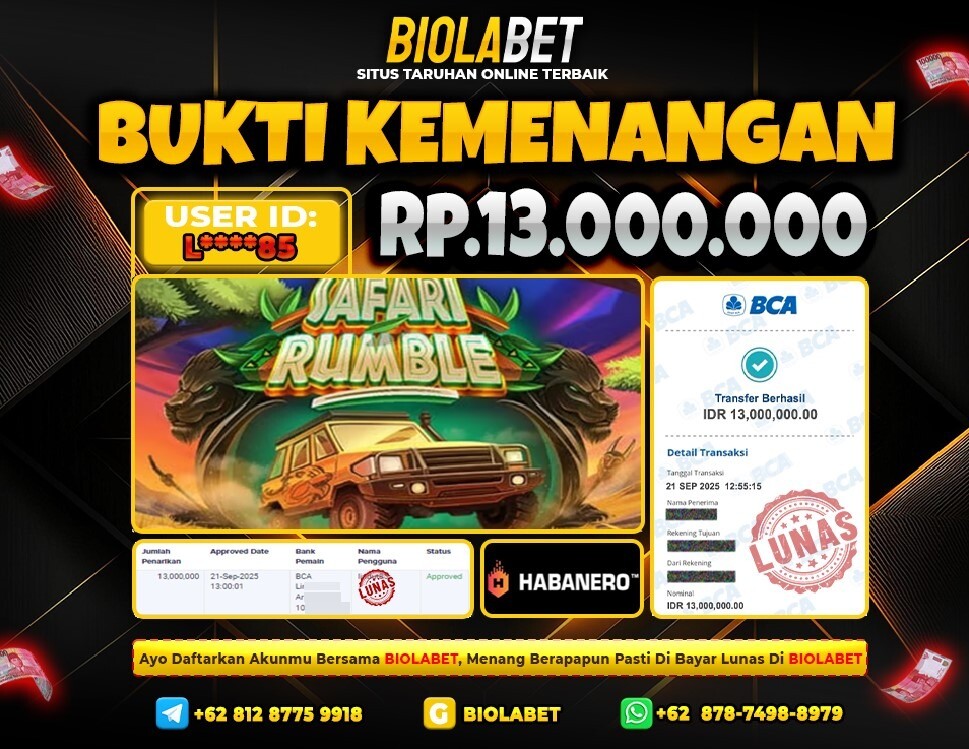 BIOLABET JACKPOT Habanero Rp.13.000.000.,- LUNAS