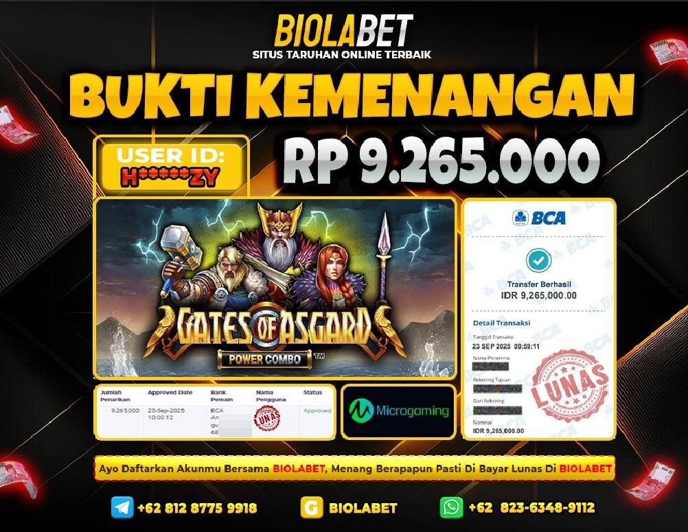 BIOLABET JACKPOT MicroGaming Rp.9.265.000.,- LUNAS