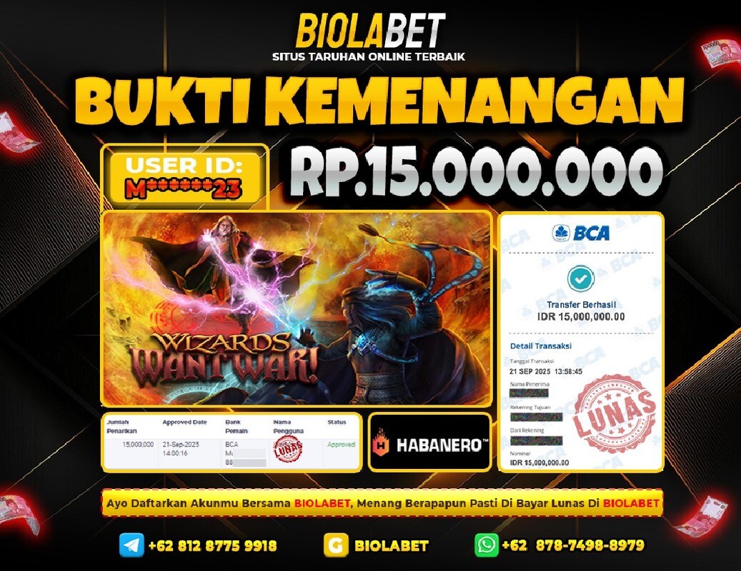 BIOLABET JACKPOT Habanero Rp.15.000.000.,- LUNAS