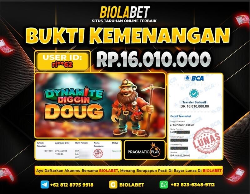 BIOLABET JACKPOT Pragmatic Play Rp.16.010.000.,- LUNAS