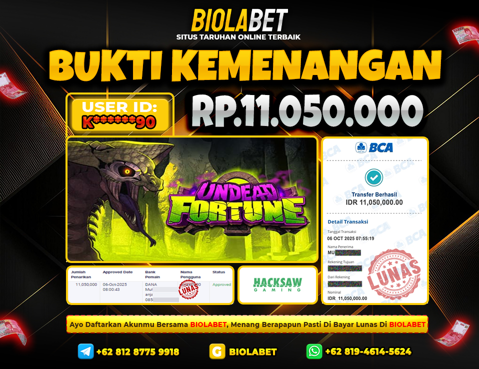 BIOLABET JACKPOT Hacksaw Rp.11.050.000.,- LUNAS