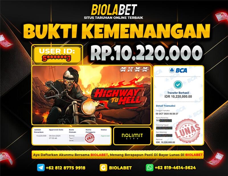 BIOLABET JACKPOT No Limit City Rp.10.220.000.,- LUNAS