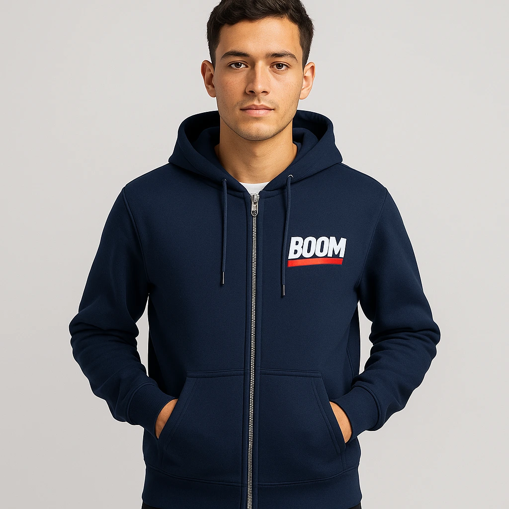 Hoodie Zip Navy - BOOM