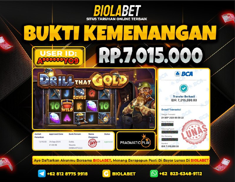 BIOLABET JACKPOT Pragmatic Play Rp.7.015.000.,- LUNAS