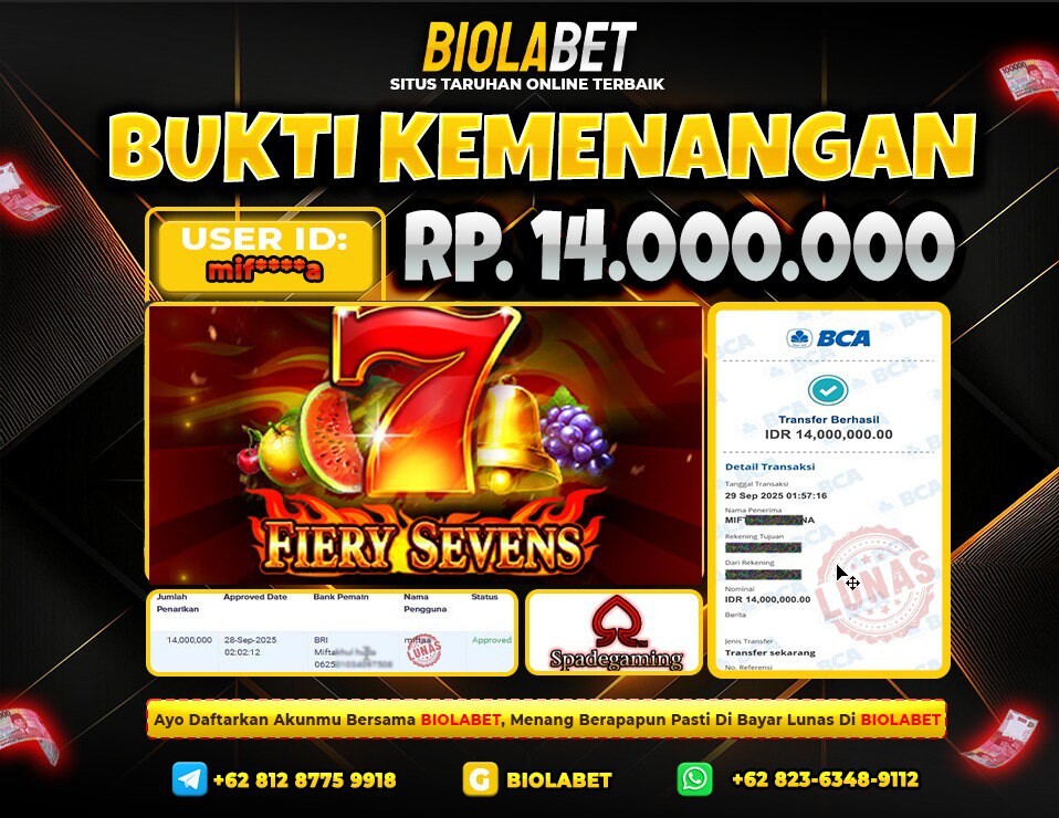 BIOLABET JACKPOT Spade Gaming Rp.14.000.000.,- LUNAS