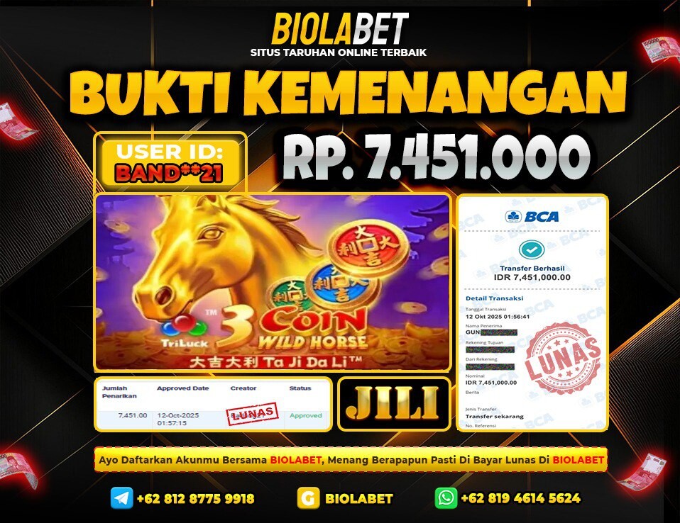 BIOLABET JACKPOT Jili Rp.7.451.000.,- LUNAS