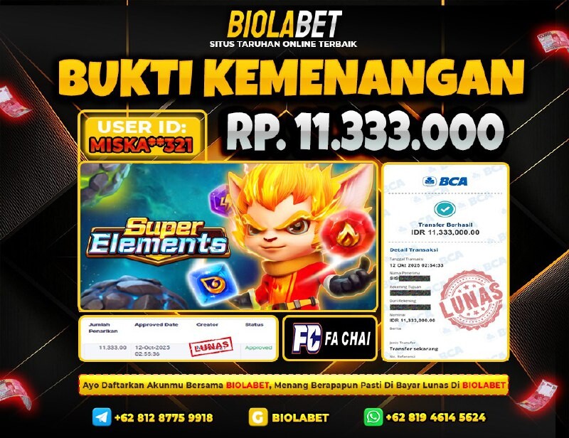 BIOLABET JACKPOT FC Fachai Rp.11.333.000.,- LUNAS