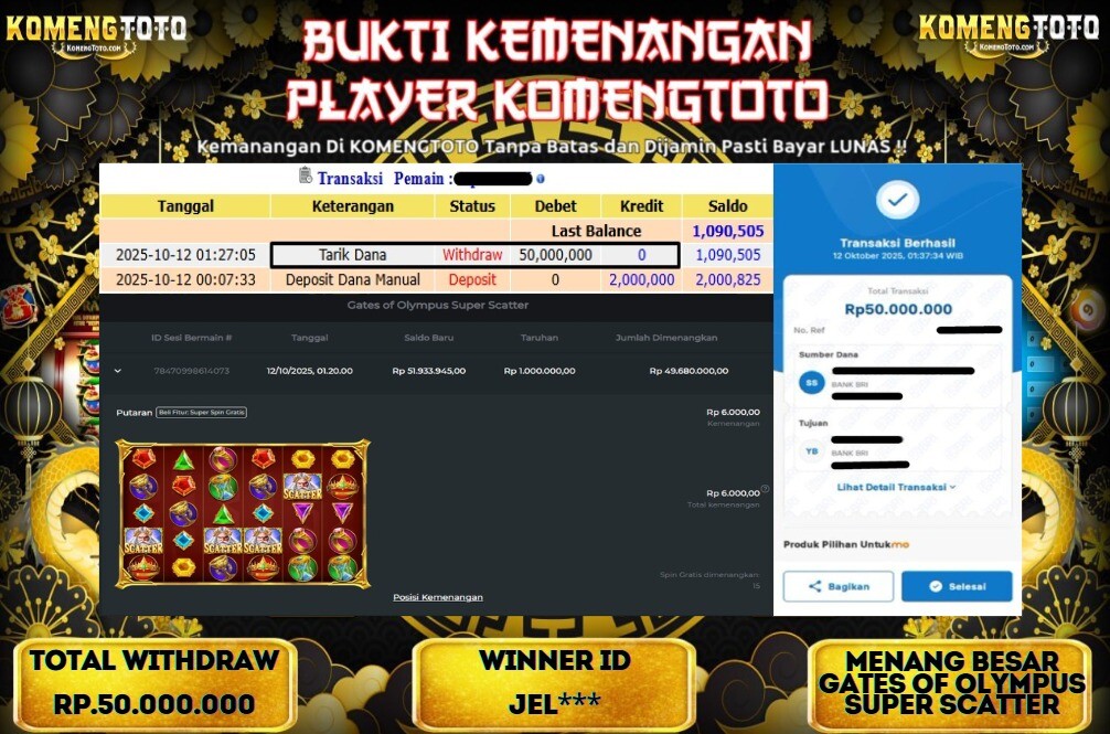 LAGI & LAGI!! KEMENANGAN BESAR DI SLOT GATES OF OLYMPUS SUPER SCATTER SEBESAR Rp.50.000.000KOMENGTOTO BAYAR LUNAS SECEPAT KILAT !! KOMENGTOTO BAYAR SECEPAT KILAT !!