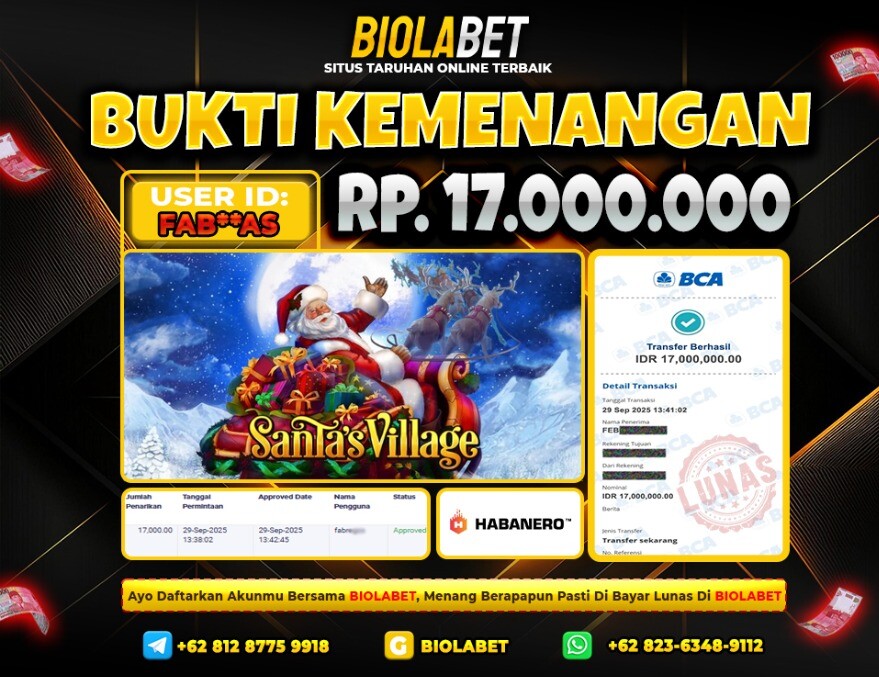 BIOLABET JACKPOT Habanero Rp.17.000.000.,- LUNAS