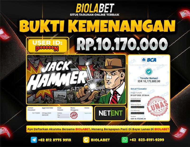 BIOLABET JACKPOT Netent Rp.10.170.000.,- LUNAS