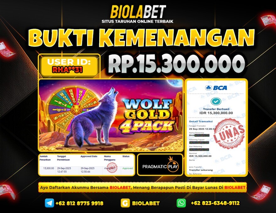 BIOLABET JACKPOT Pragmatic Play Rp.15.300.000.,- LUNAS