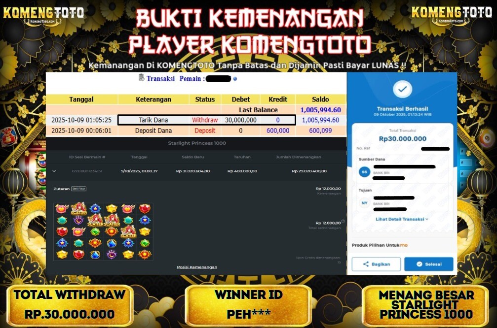 LAGI & LAGI!! KEMENANGAN BESAR DI SLOT STARLIGHT PRINCESS 1000 SEBESAR Rp.30.000.000 KOMENGTOTO BAYAR LUNAS SECEPAT KILAT !! KOMENGTOTO BAYAR SECEPAT KILAT !!