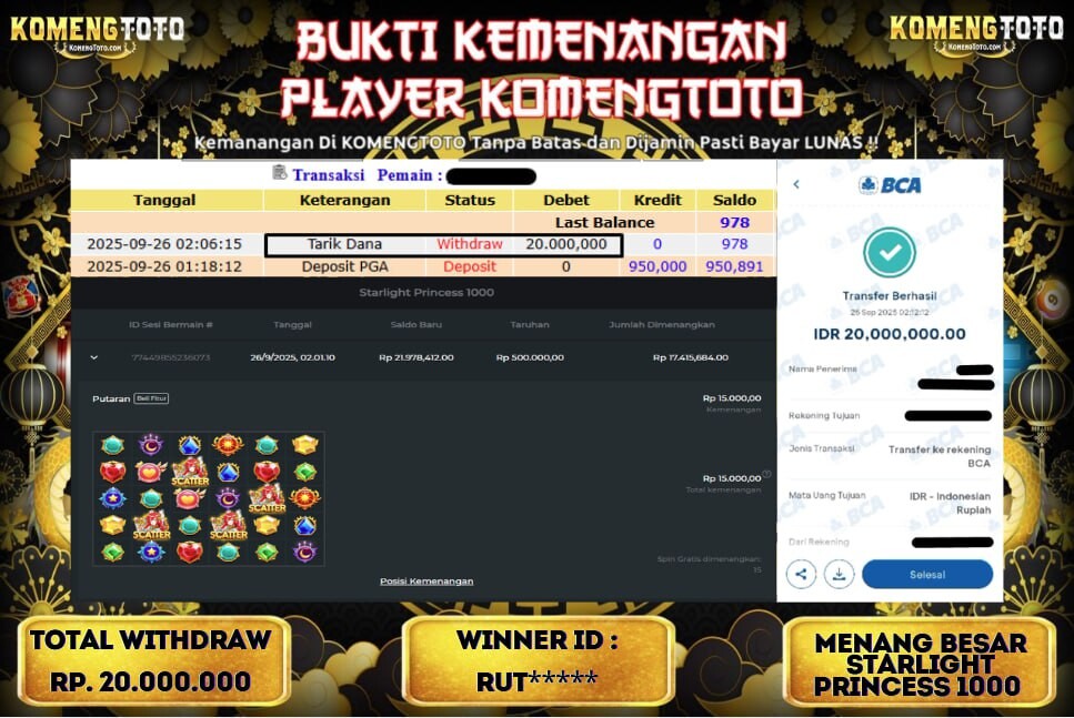 LAGI & LAGI!! KEMENANGAN BESAR DI SLOT STARLIGHT PRINCESS 1000 SEBESAR Rp.20.000.000 KOMENGTOTO BAYAR LUNAS SECEPAT KILAT !! KOMENGTOTO BAYAR SECEPAT KILAT !!