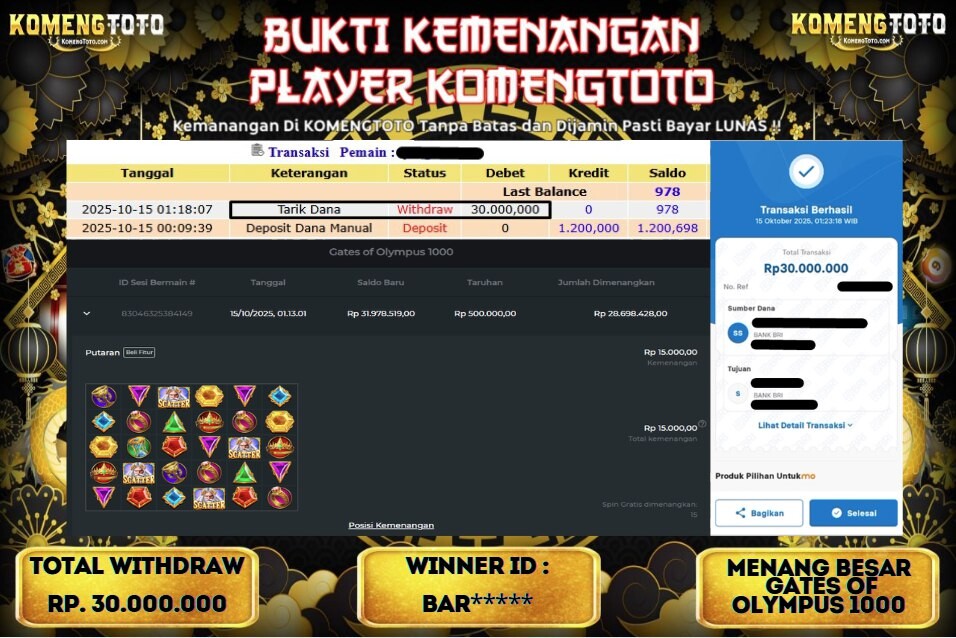 LAGI & LAGI!! KEMENANGAN BESAR DI SLOT GATES OF OLYMPUS 1000 SEBESAR Rp.30.000.000 KOMENGTOTO BAYAR LUNAS SECEPAT KILAT !! KOMENGTOTO BAYAR SECEPAT KILAT !!