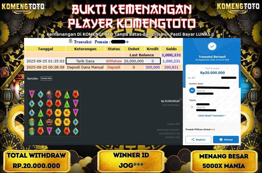 LAGI & LAGI!! KEMENANGAN BESAR DI SLOT 5000X MANIA SEBESAR Rp.20.000.000 KOMENGTOTO BAYAR LUNAS SECEPAT KILAT !! KOMENGTOTO BAYAR SECEPAT KILAT !!