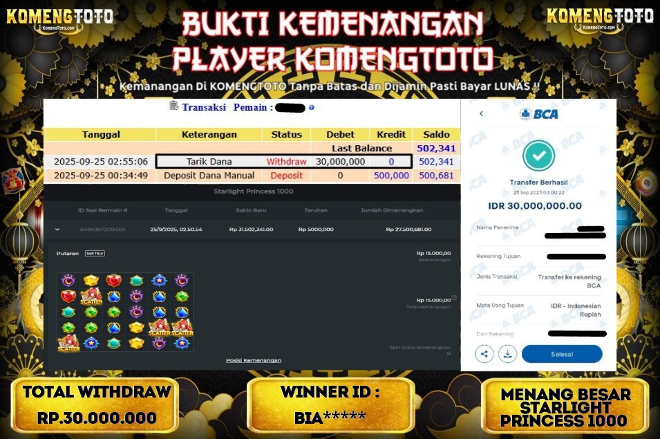LAGI & LAGI!! KEMENANGAN BESAR DI SLOT STARLIGHT PRINCESS 1000 SEBESAR Rp.30.000.000 KOMENGTOTO BAYAR LUNAS SECEPAT KILAT !! KOMENGTOTO BAYAR SECEPAT KILAT !!