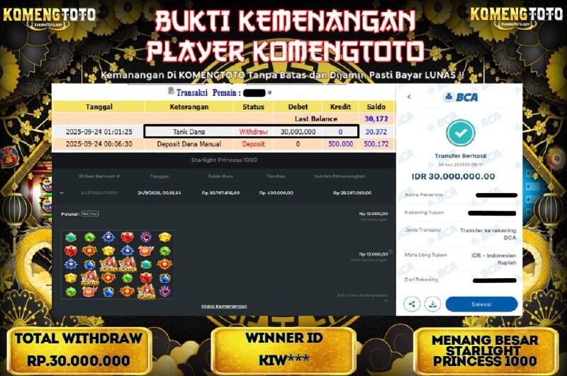 LAGI & LAGI!! KEMENANGAN BESAR DI SLOT STARLIGHT PRINCESS 1000 SEBESAR Rp.30.000.000 KOMENGTOTO BAYAR LUNAS SECEPAT KILAT !! KOMENGTOTO BAYAR SECEPAT KILAT !!