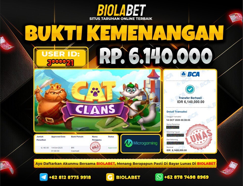 BIOLABET JACKPOT MicroGaming  Rp.6.140.000.,- LUNAS