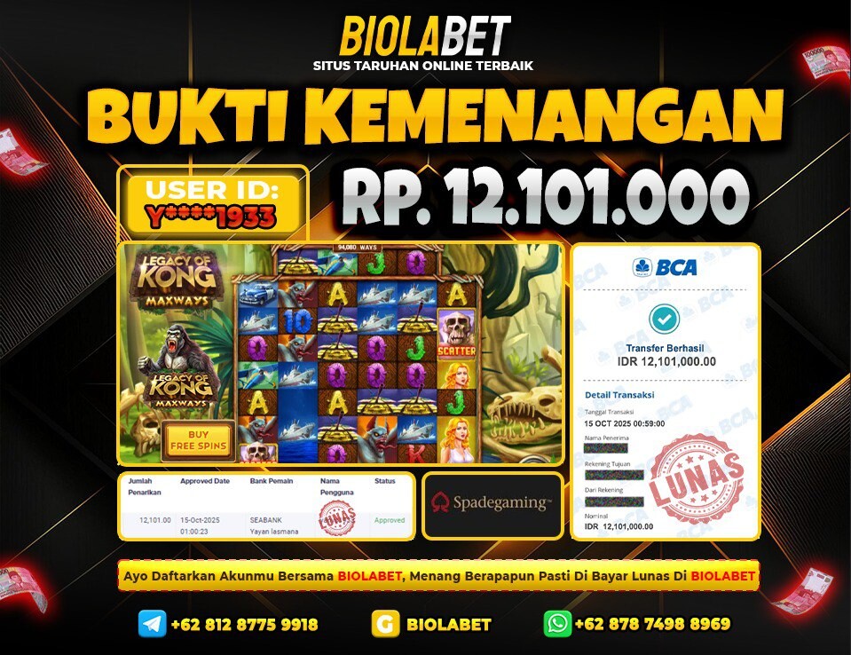 BIOLABET JACKPOT Spade Gaming  Rp.12.101.000.,- LUNAS
