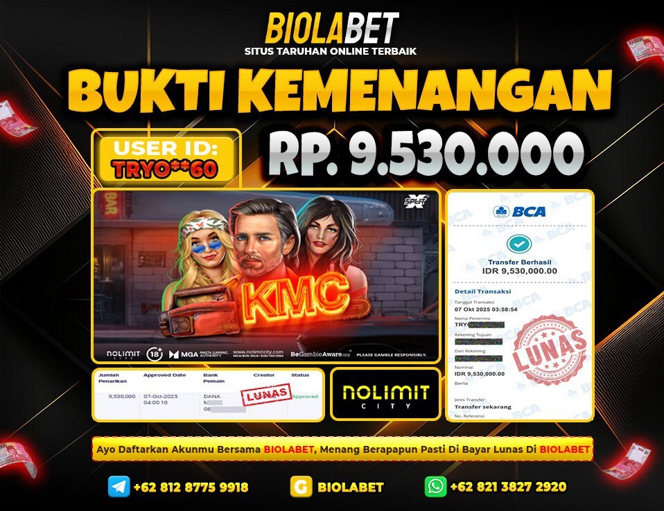 BIOLABET JACKPOT No Limit City Rp.9.530.000.,- LUNAS