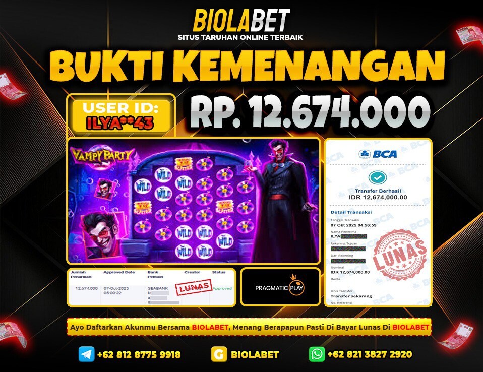 BIOLABET JACKPOT Pragmatic Play Rp.12.674.000.,- LUNAS
