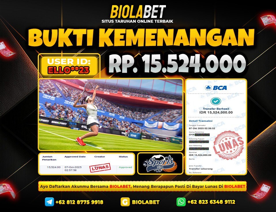 BIOLABET JACKPOT IBC SPORT Rp.15.524.000.,- LUNAS