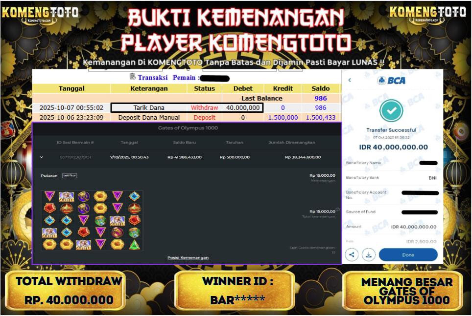 LAGI & LAGI!! KEMENANGAN BESAR DI GATES OF OLYMPUS 1000 SEBESAR Rp.40.000.000 KOMENGTOTO BAYAR LUNAS SECEPAT KILAT !! KOMENGTOTO BAYAR SECEPAT KILAT !!