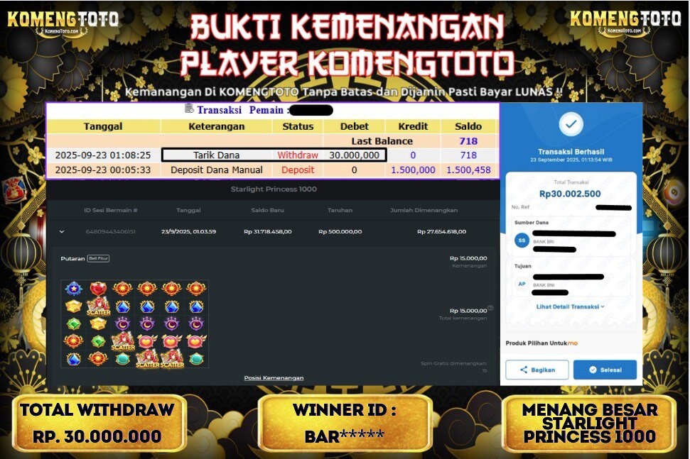 LAGI & LAGI!! KEMENANGAN BESAR DI SLOT STARLIGHT PRINCESS 1000 SEBESAR Rp. 30.000.000 KOMENGTOTO BAYAR LUNAS SECEPAT KILAT !! KOMENGTOTO BAYAR SECEPAT KILAT !!