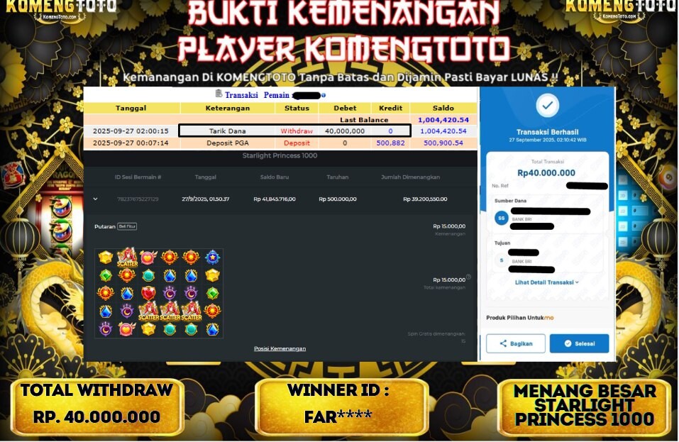 LAGI & LAGI!! KEMENANGAN BESAR DI SLOT STARLIGHT PRINCESS 1000 SEBESAR Rp.40.000.000 KOMENGTOTO BAYAR LUNAS SECEPAT KILAT !! KOMENGTOTO BAYAR SECEPAT KILAT !!