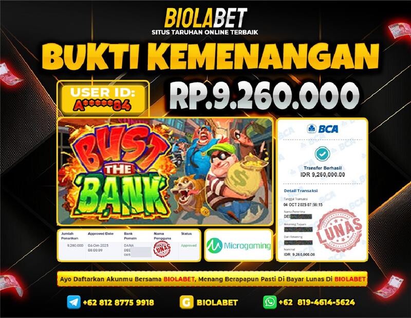BIOLABET JACKPOT MicroGaming Rp.9.260.000.,- LUNAS