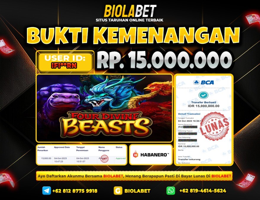 BIOLABET JACKPOT Habanero Rp.15.000.000.,- LUNAS