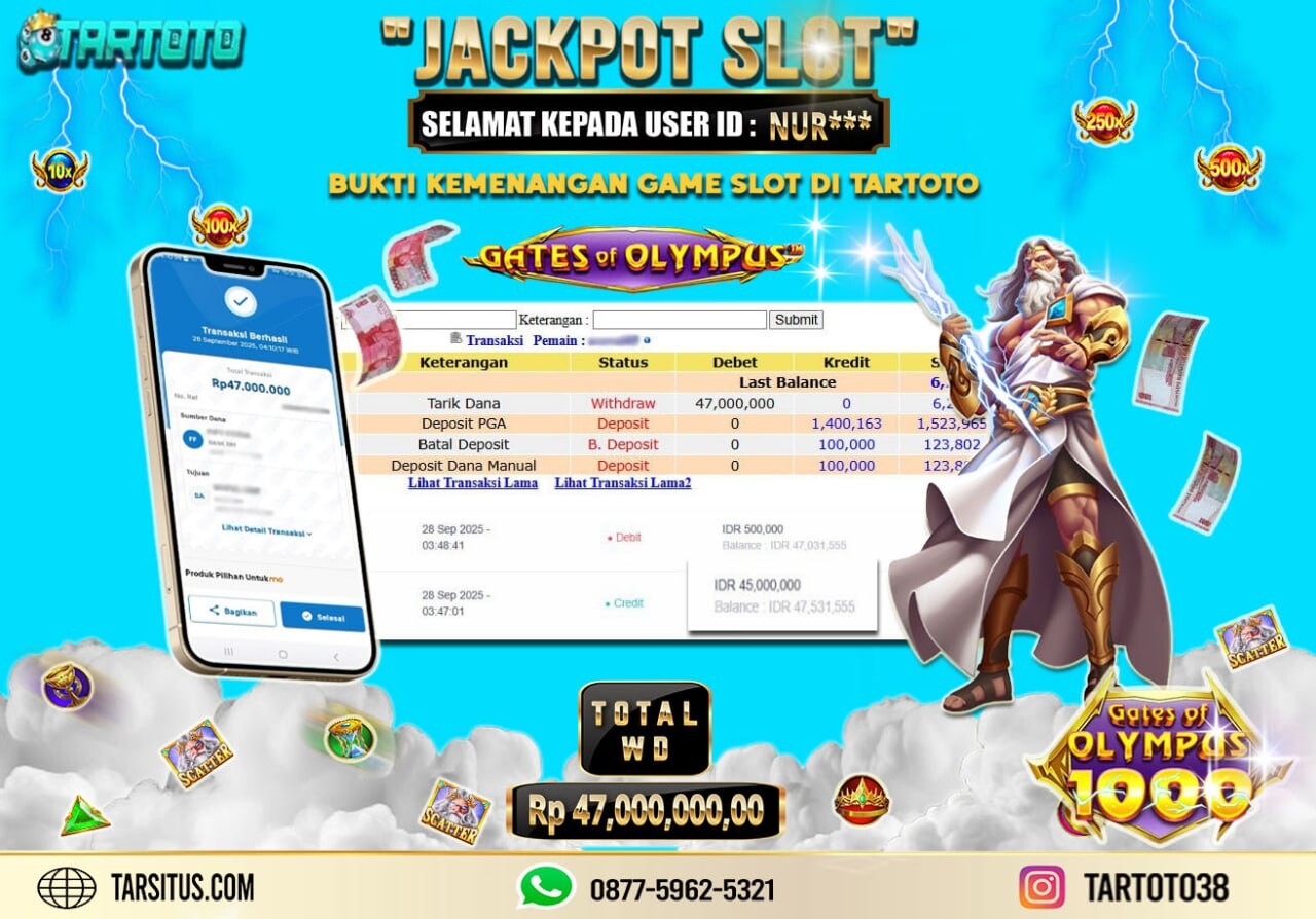 JACKPOT PERMAINAN GATES OF OLYMPUS 1000
