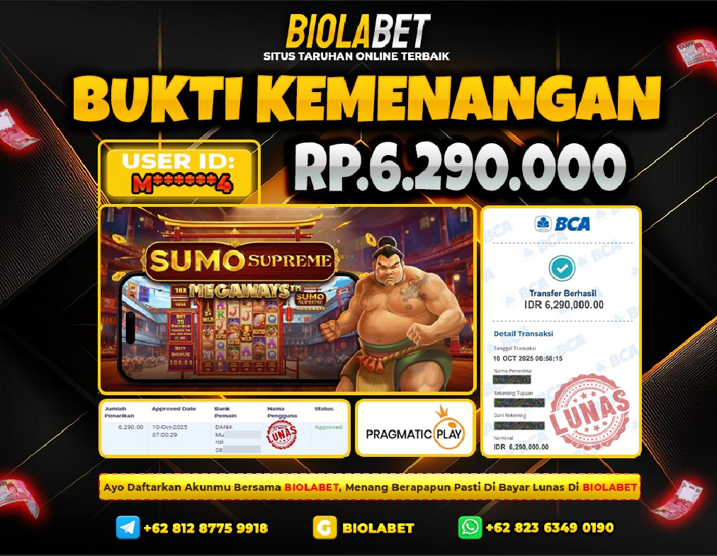 BIOLABET JACKPOT Pragmatic Play Rp.6.290.000.,- LUNAS