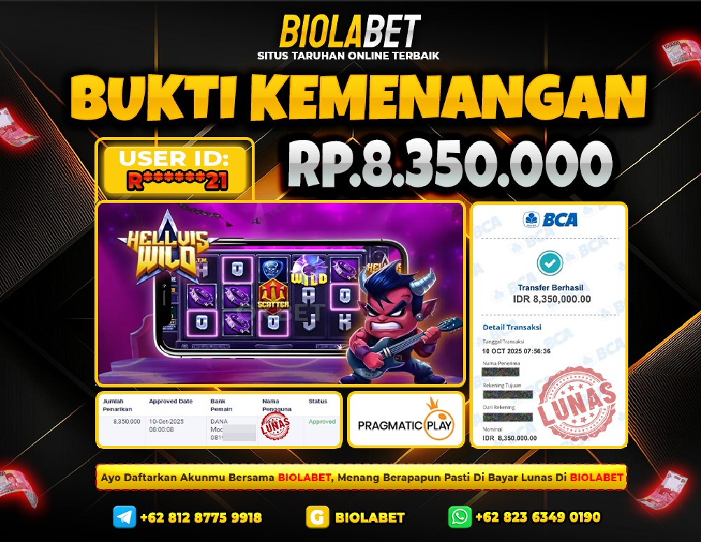 BIOLABET JACKPOT Pragmatic Play Rp.8.350.000.,- LUNAS