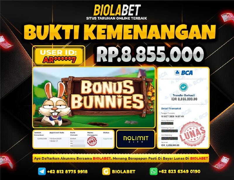BIOLABET JACKPOT No Limit City Rp.8.855.000.,- LUNAS