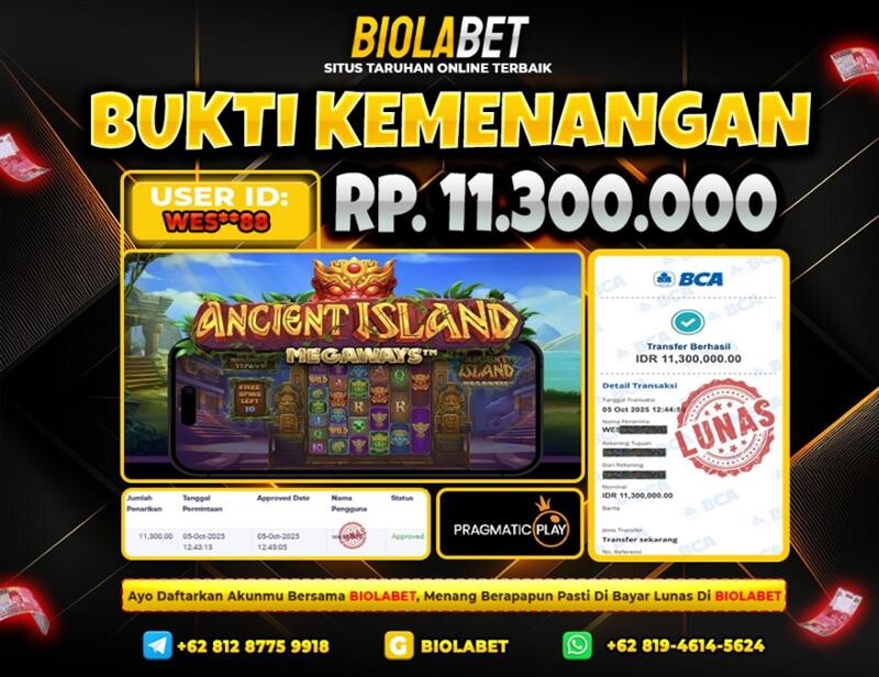 BIOLABET JACKPOT Pragmatic Play  Rp.11.300.000.,- LUNAS