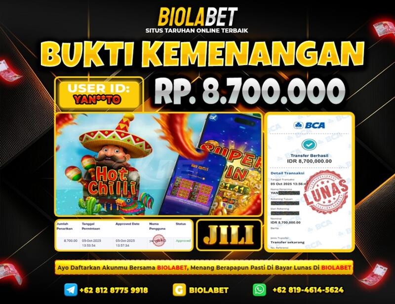 BIOLABET JACKPOT Jili Rp.8.700.000.,- LUNAS
