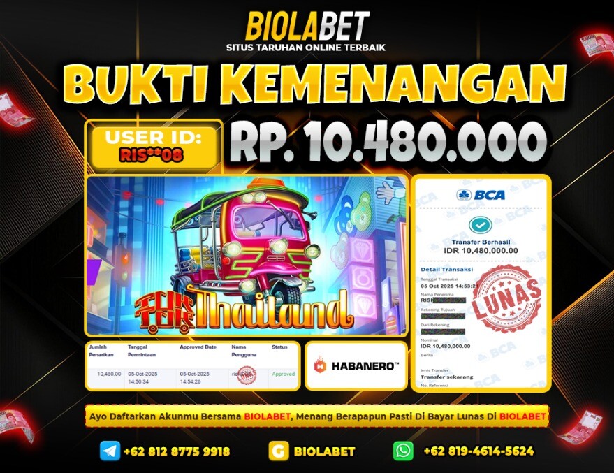 BIOLABET JACKPOT Habanero Rp.10.480.000.,- LUNAS