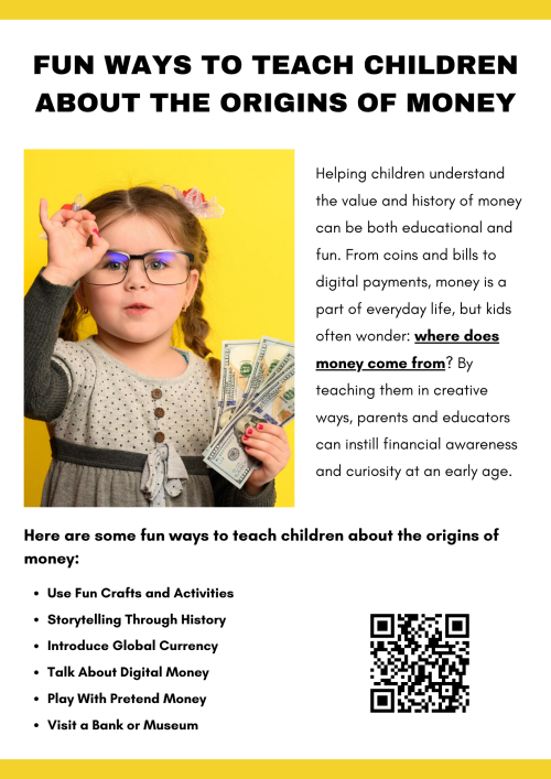 Teaching kids about the origins of money can be fun through stories, games, and creative activities. Using play-based learning, parents can explain barter systems, coins, and modern currency. Exploring where does money comes from helps children understand its value, history, and role in daily life, building financial awareness from an early age in an engaging way. To know more visit here https://inflationeducation.net/product/where-does-money-come-from/