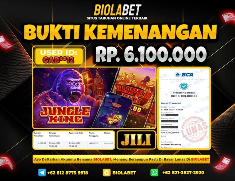BIOLABET JACKPOT Jili  Rp.6.100.000.,- LUNAS