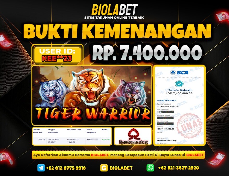 BIOLABET JACKPOT Spade Gaming Rp.7.400.000.,- LUNAS