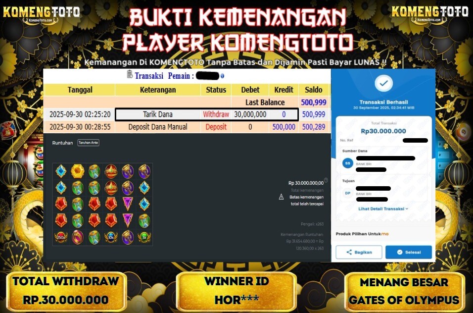 LAGI & LAGI!! KEMENANGAN BESAR DI SLOT GATES OF OLYMPUS Rp.30.000.000 KOMENGTOTO BAYAR LUNAS SECEPAT KILAT !! KOMENGTOTO BAYAR SECEPAT KILAT !!
