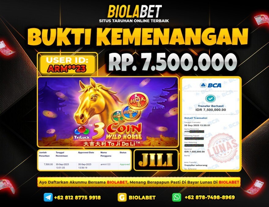 BIOLABET JACKPOT Jili  Rp.7.500.000.,- LUNAS