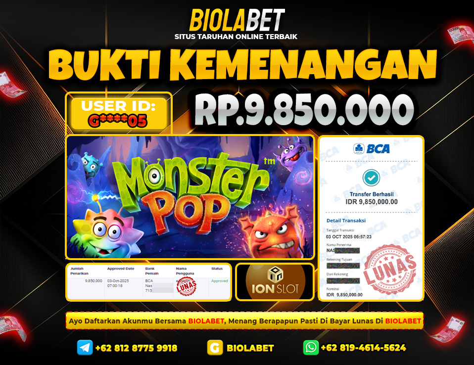 BIOLABET JACKPOT ION Slot Rp.9.850.000.,- LUNAS